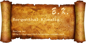 Bergenthal Klaudia névjegykártya